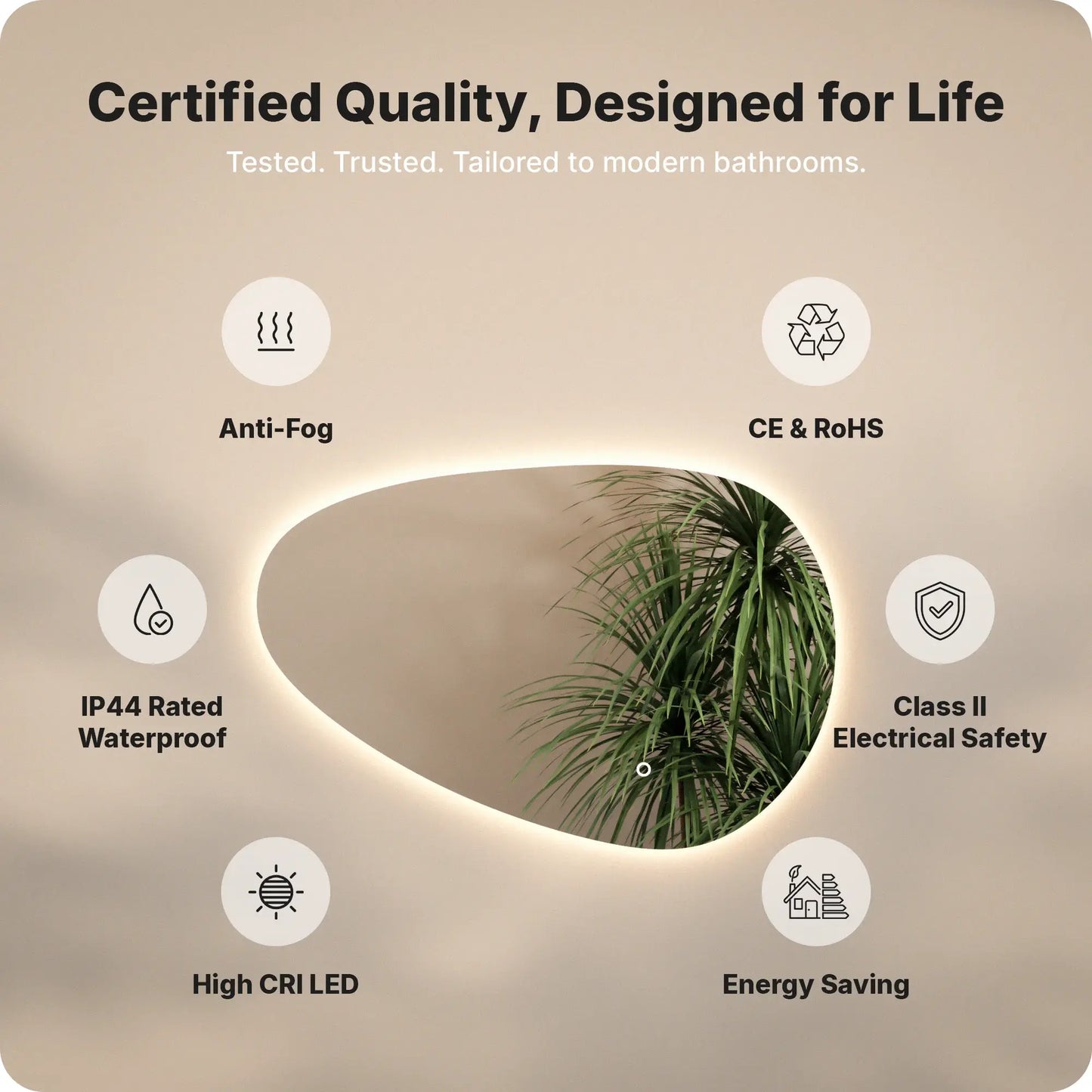 Badkamerspiegel - 90x60cm Asymmetrisch - Frameloos