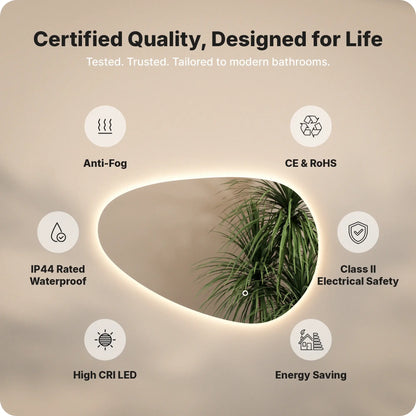 Badkamerspiegel - 150x93cm - Asymmetrisch - Frameloos