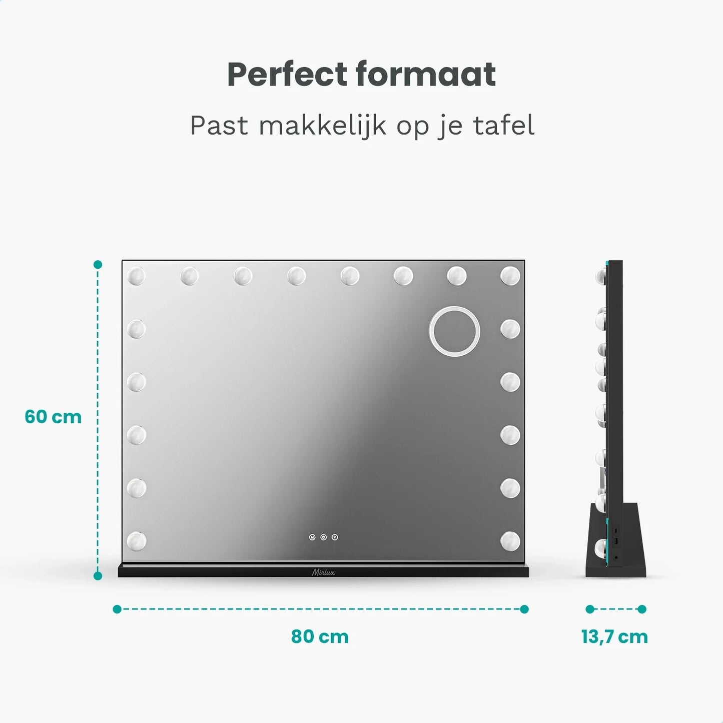 Hollywood Spiegel - Bluetooth Speakers - 80x60cm - Zwart