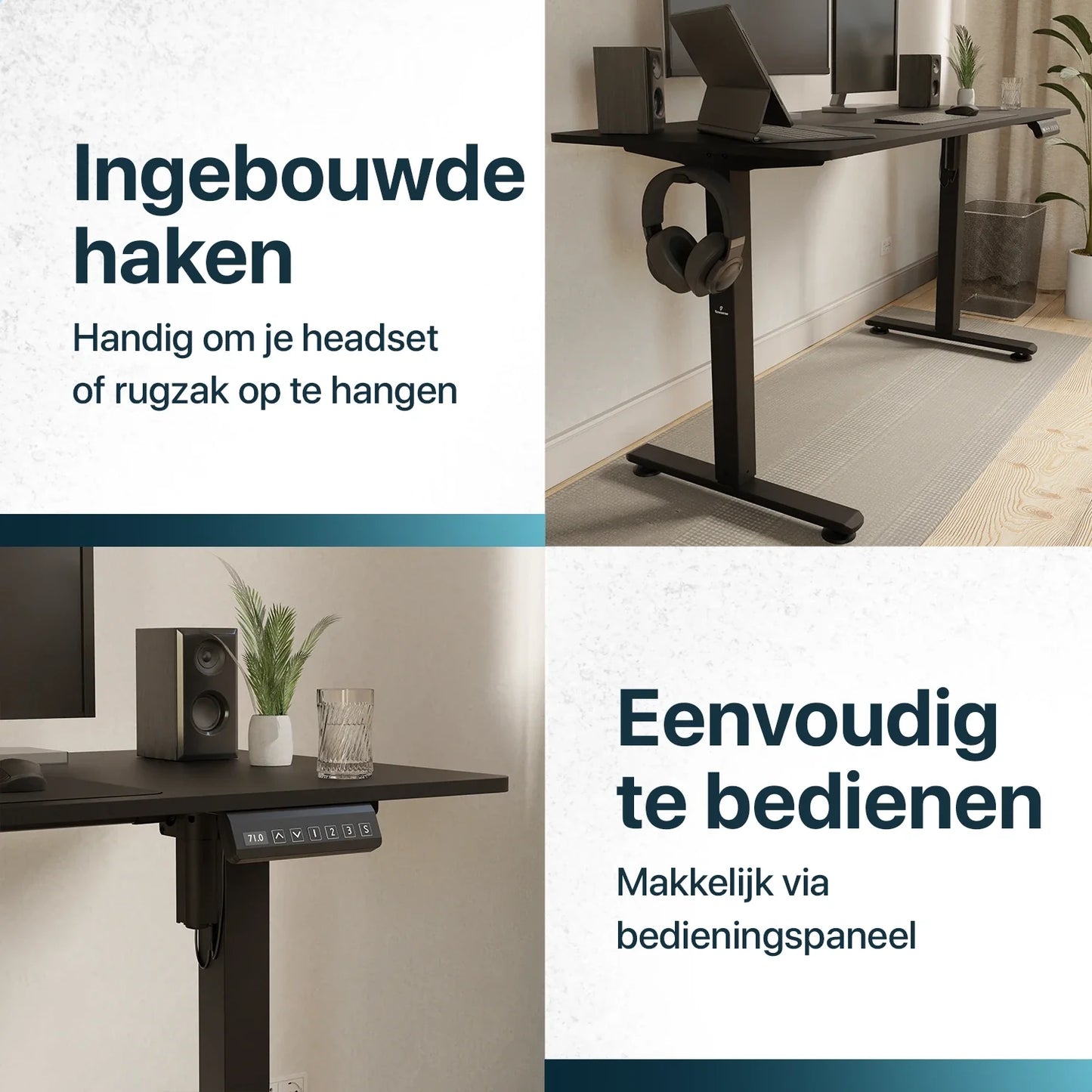 Flowsense Zit Sta Bureau - Verstelbaar Elektrisch Bureau - 140 x 60 cm - WDtegels