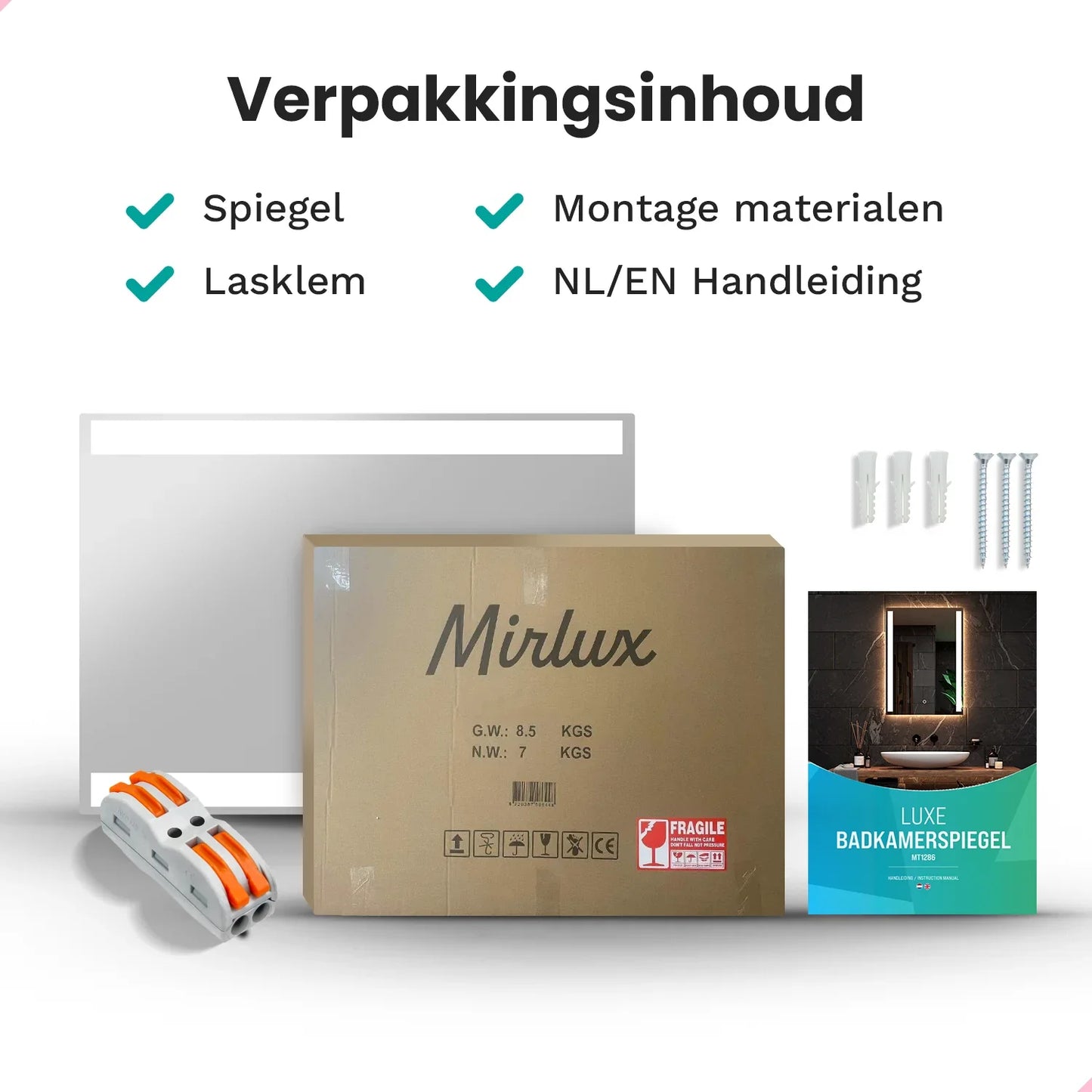 Badkamerspiegel - 90x65cm Rechthoekig - Frameloos