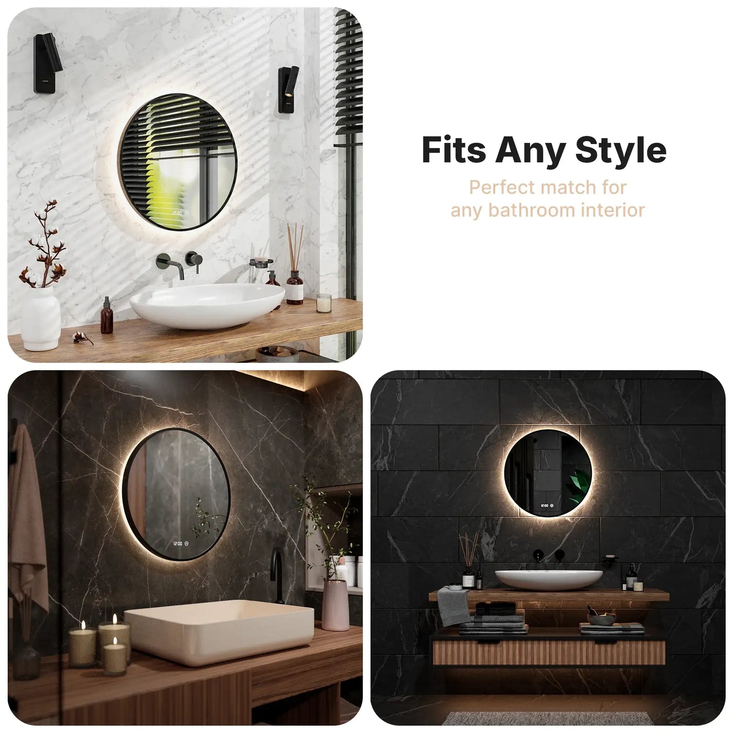 Badkamerspiegel - 60cm - Zwart Frame