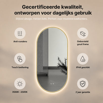 Aloni Avalo Spiegel Ovaal | 50x100cm | Geborsteld Goud