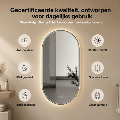 Aloni Avalo Spiegel Ovaal | 50x100cm | Gunmetal
