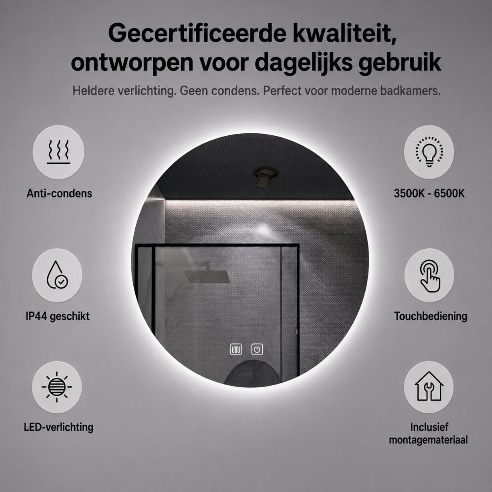 Aloni Omega Spiegel | 60cm | Rond | LED-verlichting
