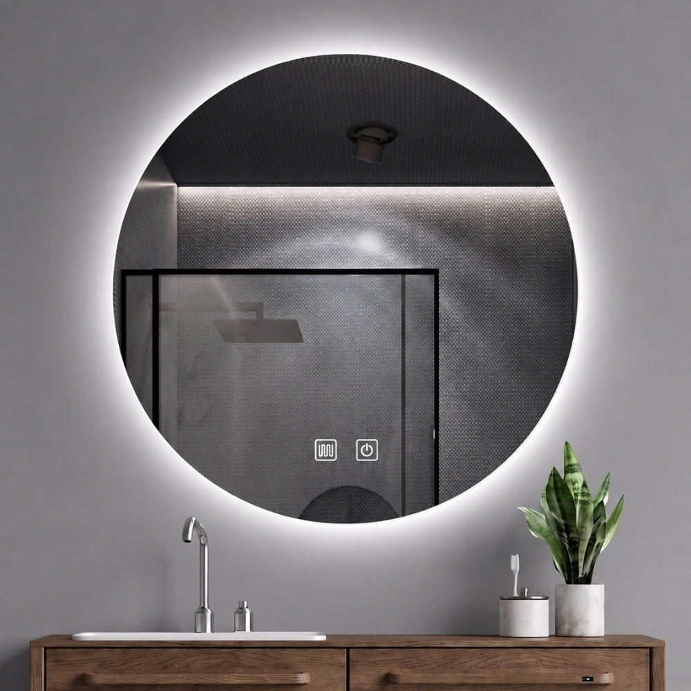Aloni Omega ronde badkamerspiegel 80cm met LED-verlichting zonder lijst