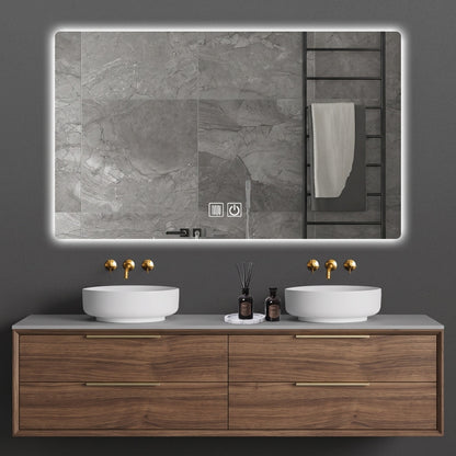 Aloni Queen rechthoekige badkamerspiegel 80x60cm met LED-verlichting