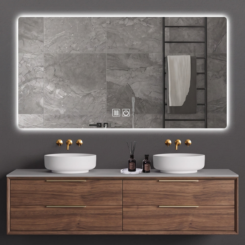 Aloni Queen rechthoekige badkamerspiegel 100x60cm met LED-verlichting