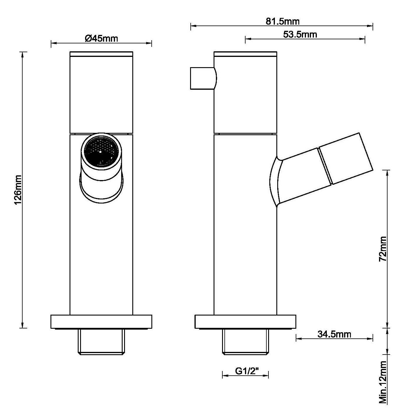Amador fonteinkraan met muurbevestiging 1/2'' mat zwart