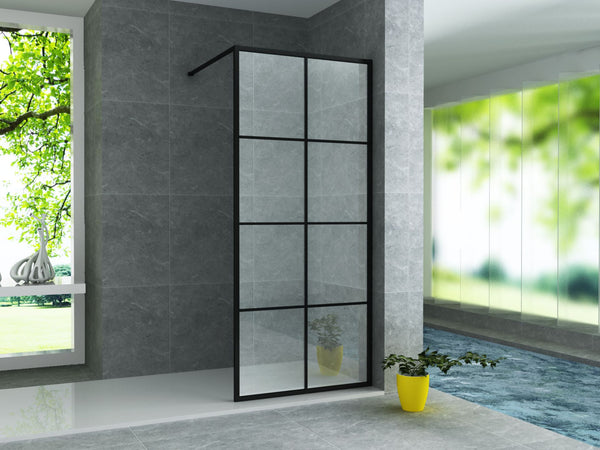Aloni Inloopdouche | 100X200cm | Mat Zwart | Helder Glas | Raster