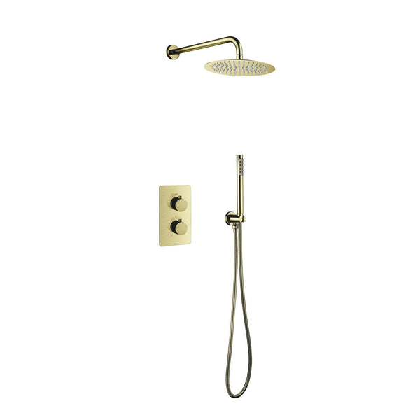 Aloni Inbouw Thermostatische Doucheset | Ø25cm | Regendouchekop | Geborsteld Goud