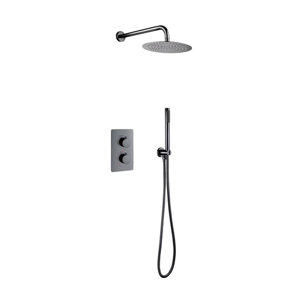 Aloni Inbouw Regendoucheset | Ø25cm | Thermostatisch | Gunmetal Grijs