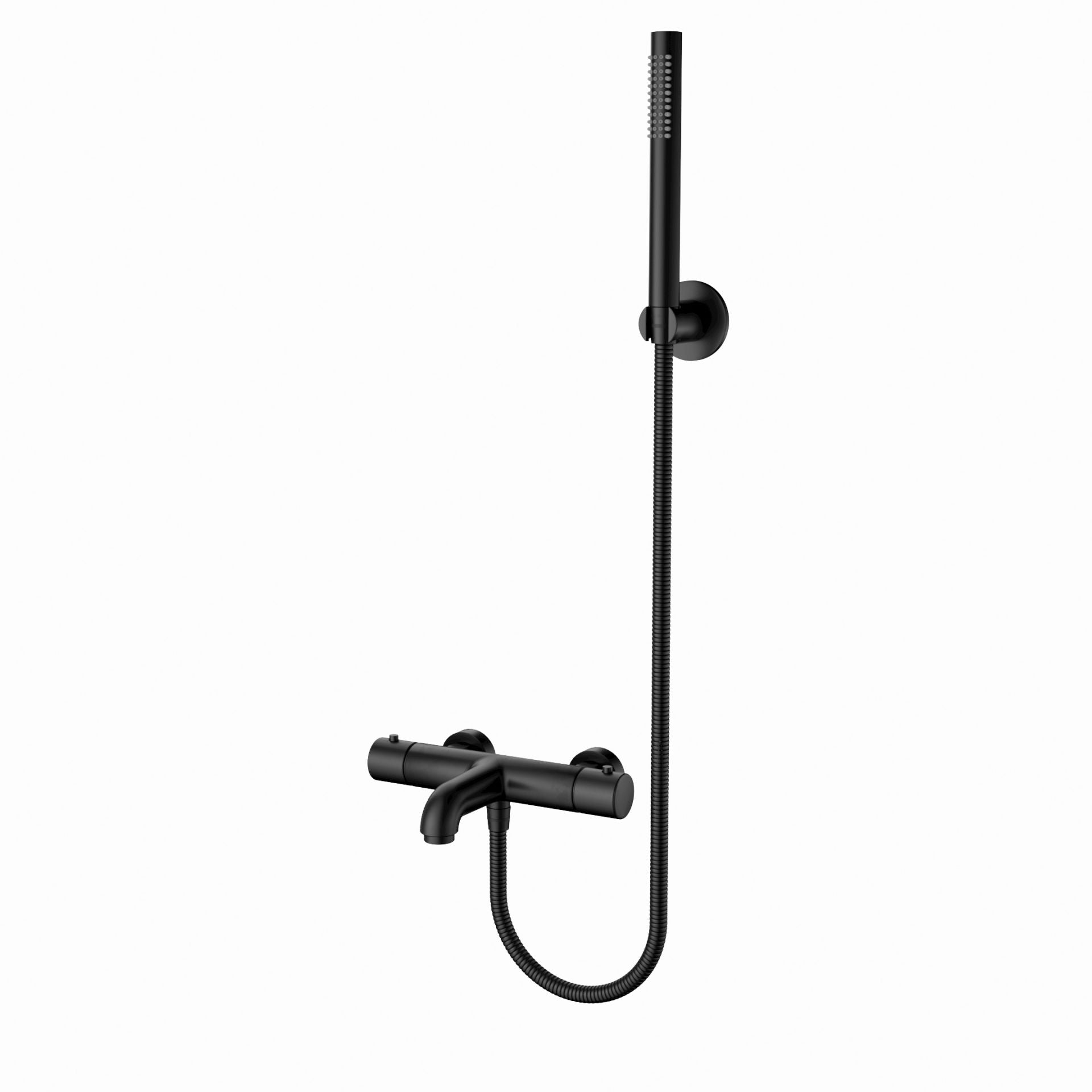 Aloni Bad- en Douchemengkraan | 150cm | Thermostatisch met Doucheslang | Mat Zwart - WDtegels