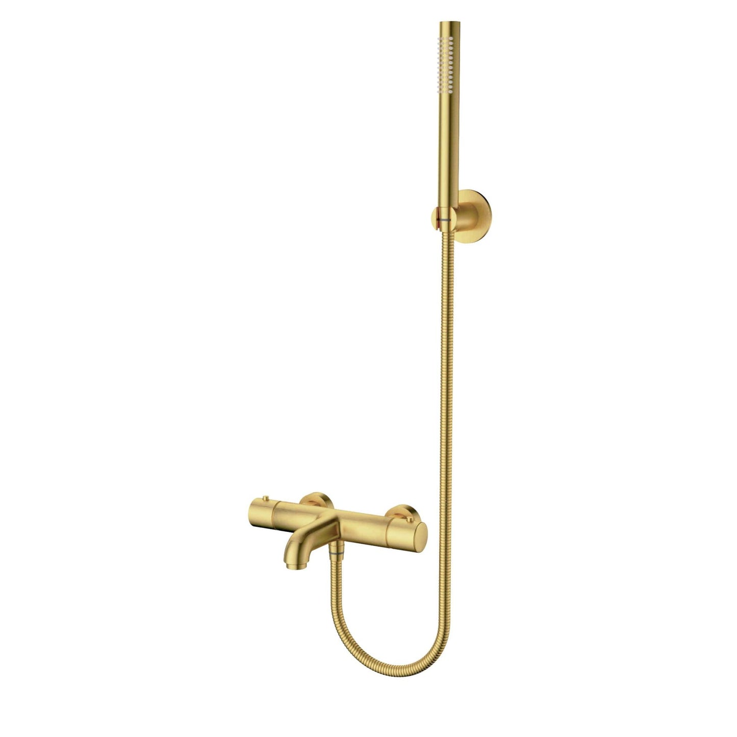Aloni Bad- en Douchemengkraan | 150cm | Thermostatisch met Doucheslang | Geborsteld Goud - WDtegels