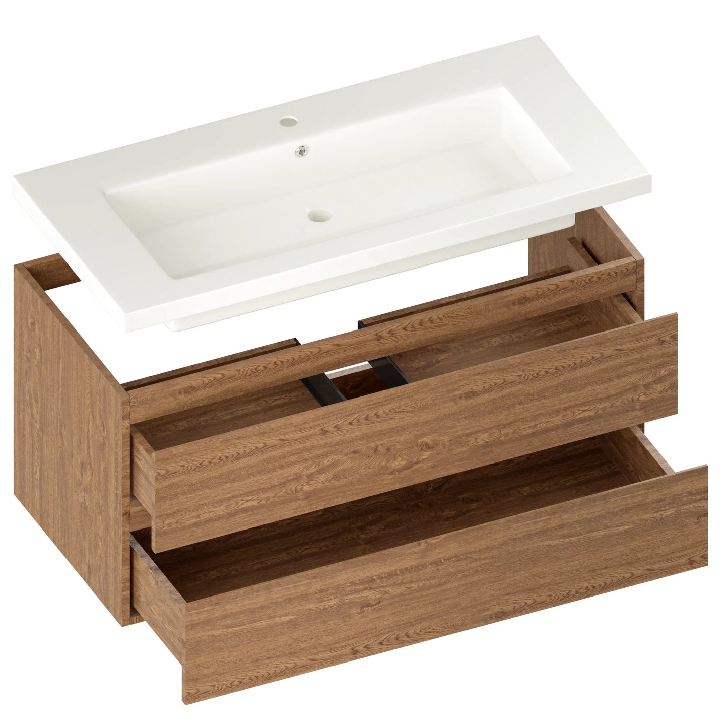 Badkamermeubel Sena - 100cm - Warm Eiken - Wastafel Wit - WDtegels