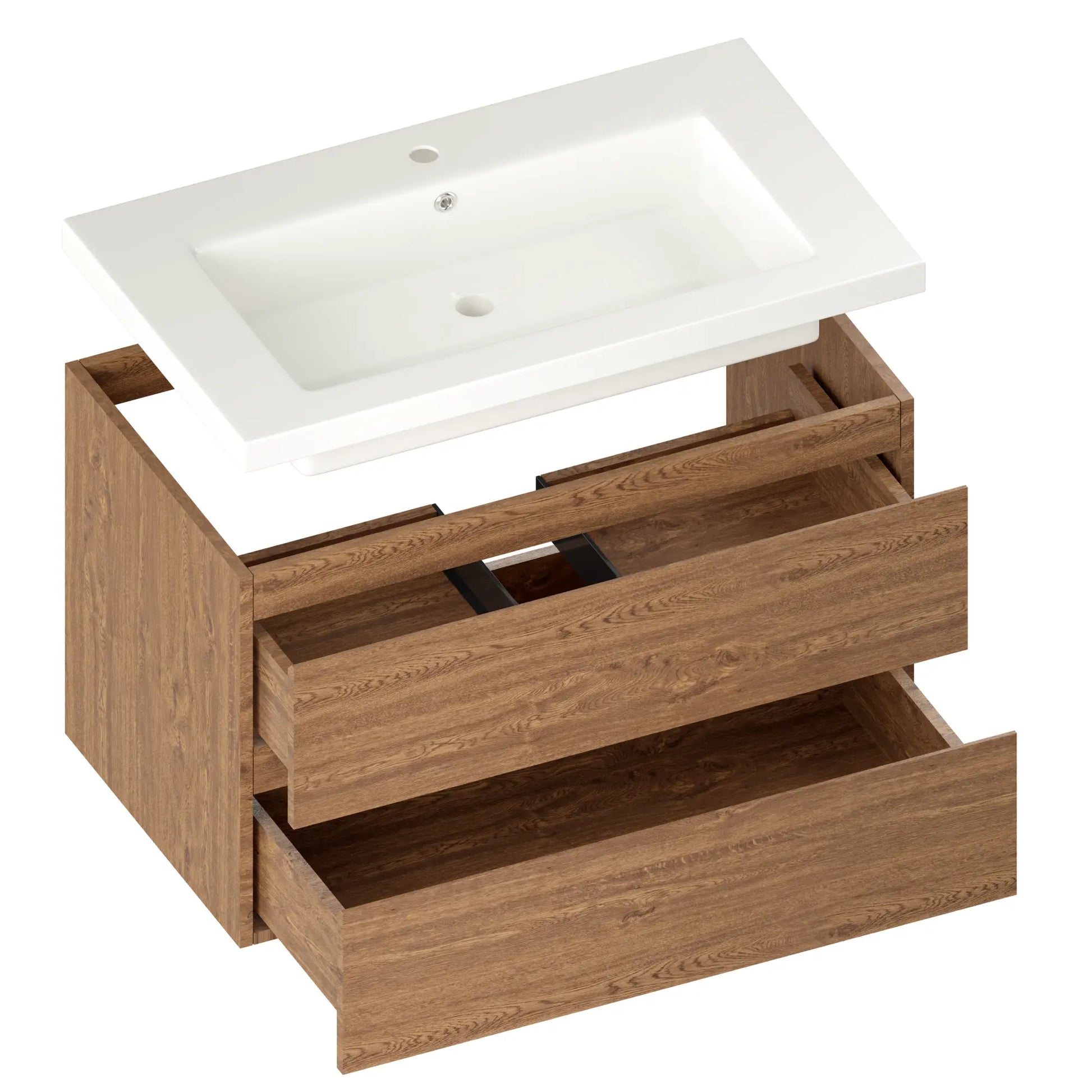 Badkamermeubel Sova - 80cm - Warm Eiken - Wastafel Wit - WDtegels