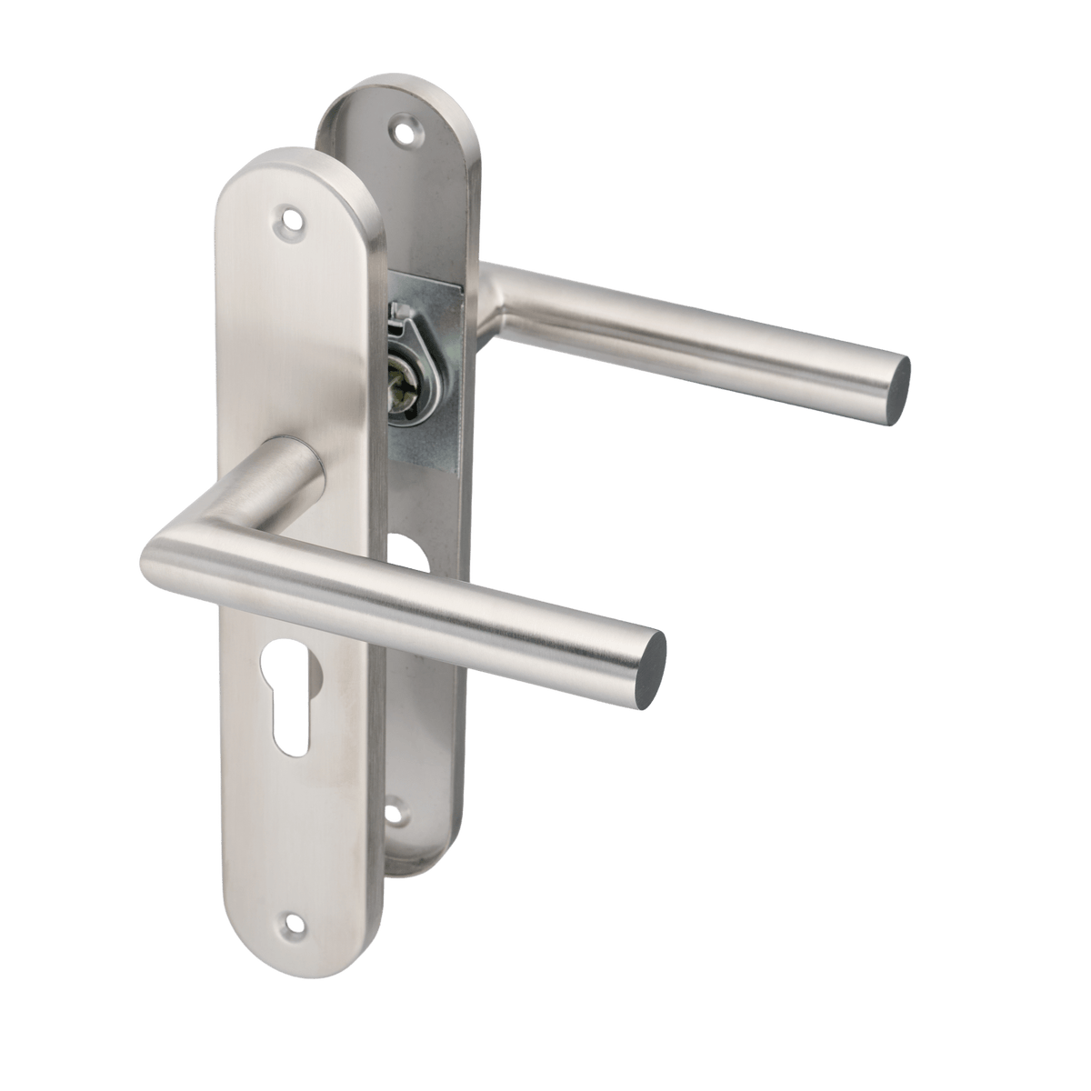 Deurklink Volano in RVS met cilindergat 55 mm