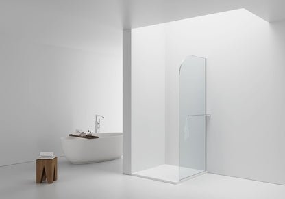 Curvy Inloopdouche | 100x200cm | Handdoekhouder | Chroom | Gebogen Helder Glas - WDtegels