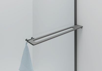 Curvy Inloopdouche | 100x200cm | Handdoekhouder | Gunmetal | Gebogen Helder Glas - WDtegels