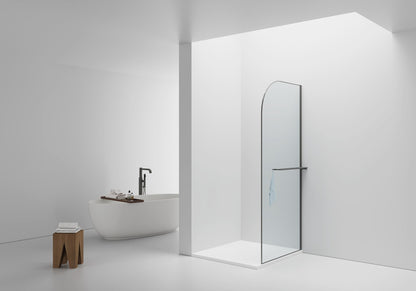 Curvy Inloopdouche | 100x200cm | Handdoekhouder | Gunmetal | Gebogen Helder Glas - WDtegels