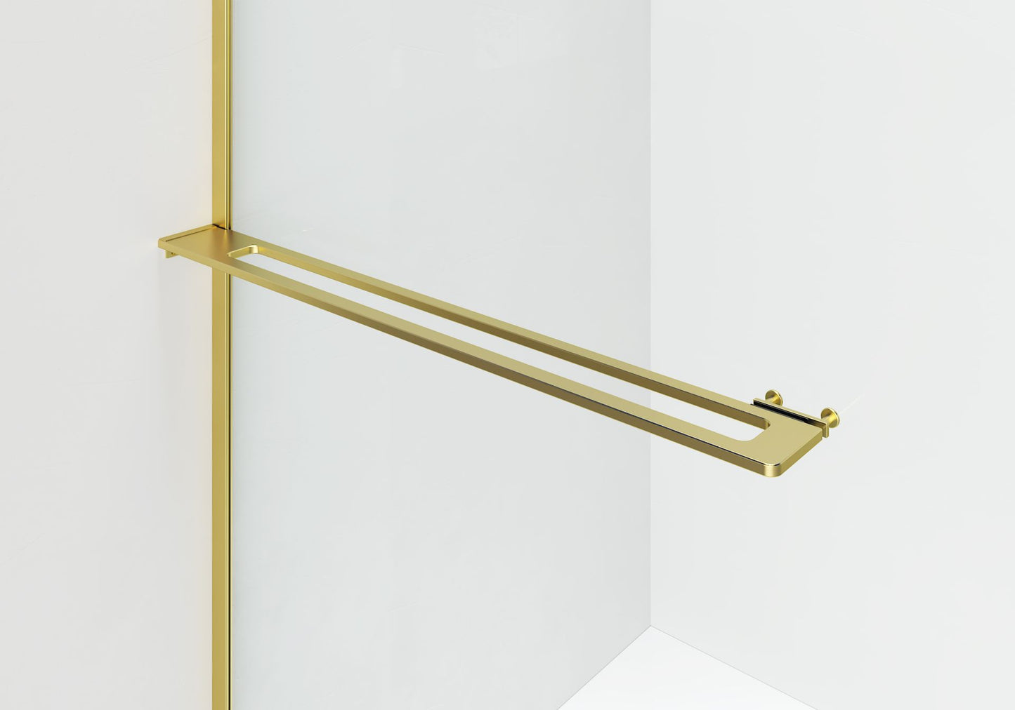 Curvy Inloopdouche | 120x200cm | Handdoekhouder | Geborsteld Goud | Gebogen Helder Glas - WDtegels