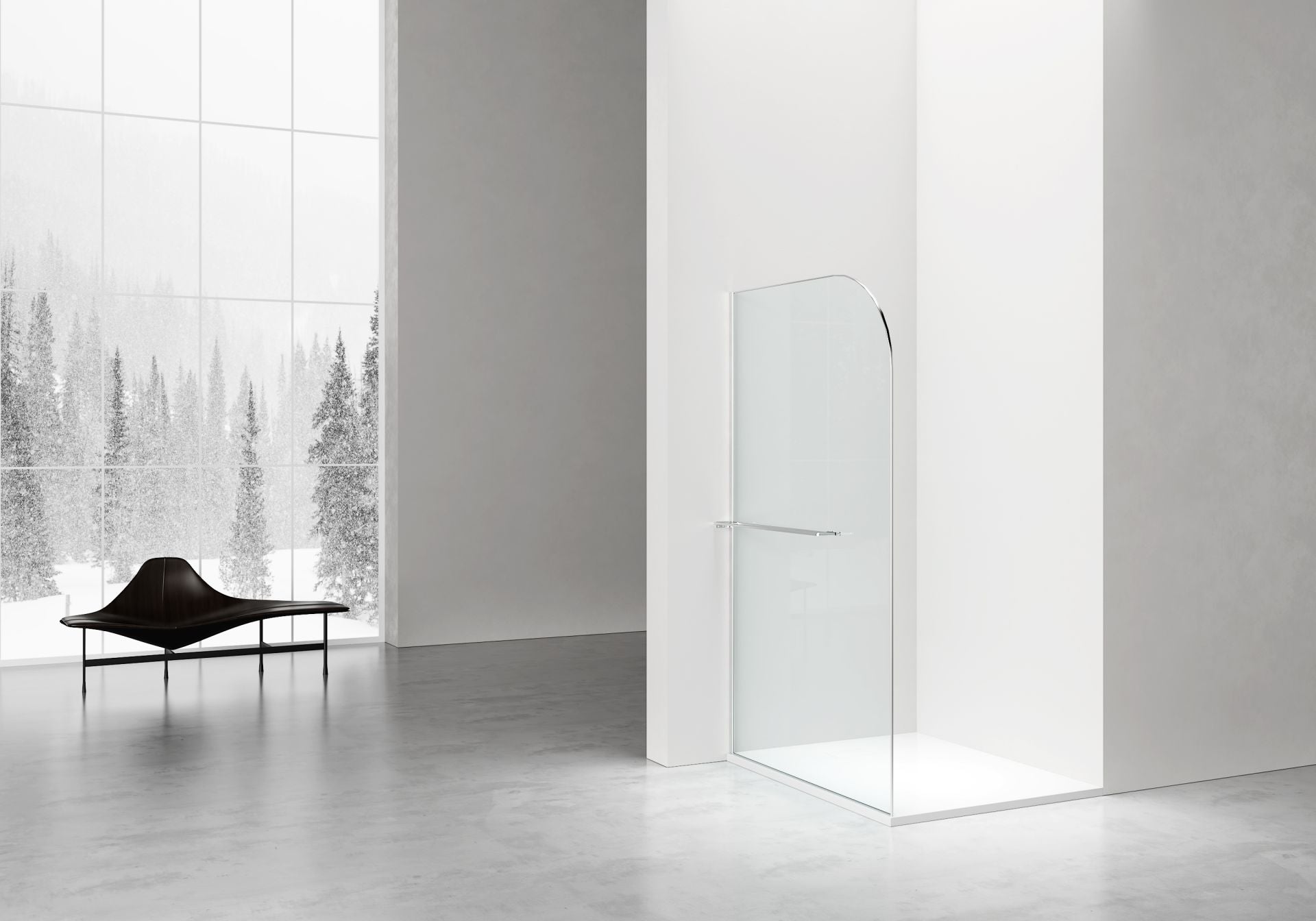Curvy Inloopdouche | 120x200cm | Handdoekhouder | Chroom | Gebogen Helder Glas - WDtegels