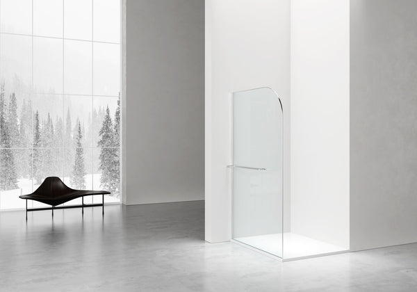 Curvy Inloopdouche | 120x200cm | Handdoekhouder | Chroom | Gebogen Helder Glas