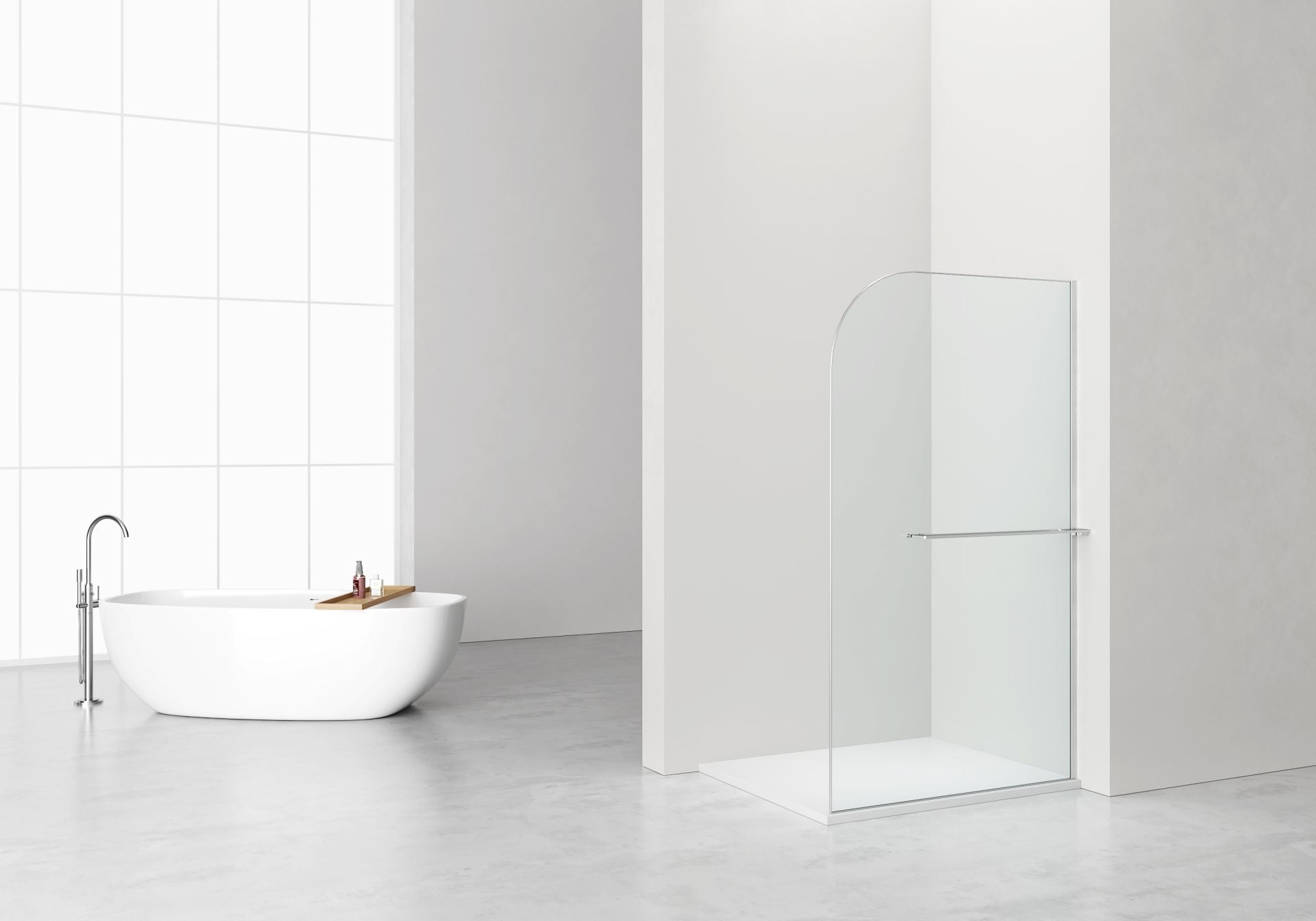 Curvy Inloopdouche | 120x200cm | Handdoekhouder | Chroom | Gebogen Helder Glas - WDtegels