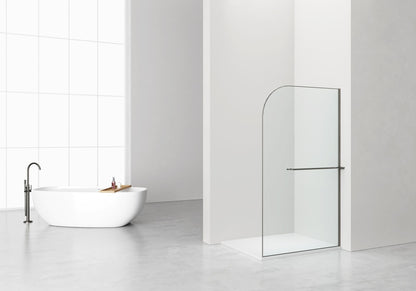 Curvy Inloopdouche | 120x200cm | Handdoekhouder | Gunmetal | Gebogen Helder Glas - WDtegels