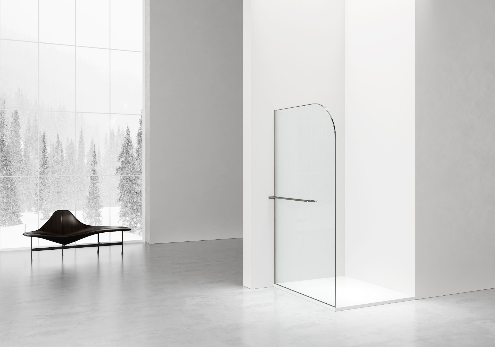 Curvy Inloopdouche | 120x200cm | Handdoekhouder | Gunmetal | Gebogen Helder Glas - WDtegels