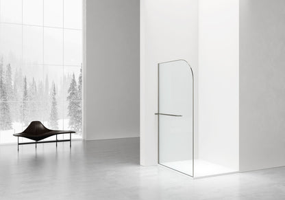 Curvy Inloopdouche | 120x200cm | Handdoekhouder | Gunmetal | Gebogen Helder Glas - WDtegels