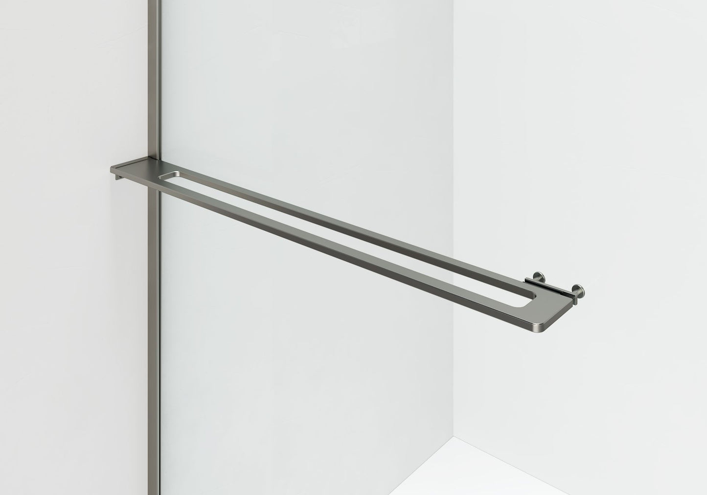 Curvy Inloopdouche | 120x200cm | Handdoekhouder | Gunmetal | Gebogen Helder Glas - WDtegels