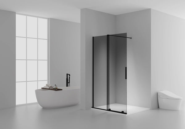 X Slide Inloopdouche met Schuifdeur | 120x200cm | Mat Zwart | Grijs Rookglas