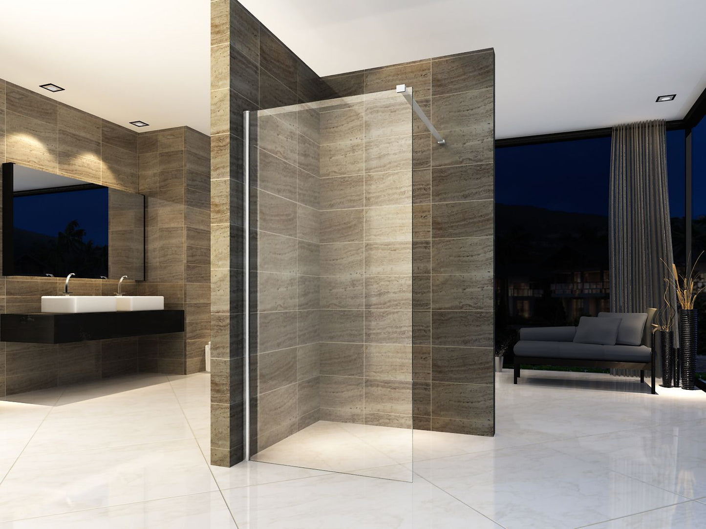 Aloni Inloopdouche | 90X200cm | Chroom | Helder Glas - WDtegels