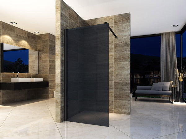 Aloni Inloopdouche | 120X200cm | Mat Zwart | Grijs Rookglas