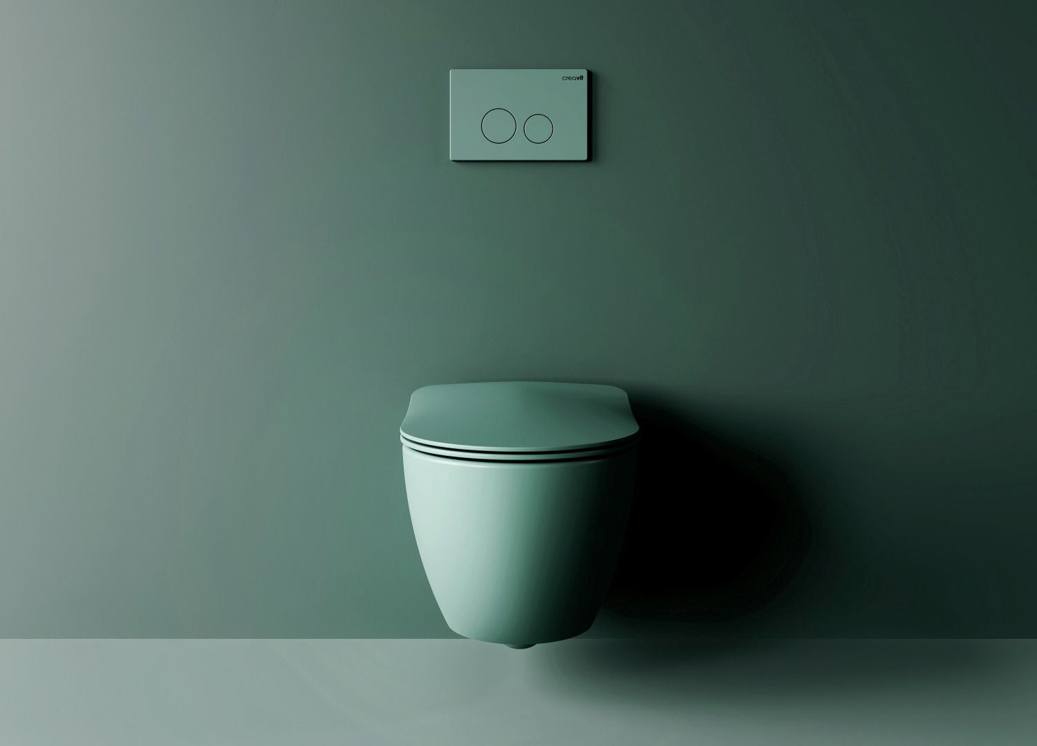 Creavit Design Hangend Toilet - 35.3x51cm - Spoelrandloos - Nijlgroen - WDtegels