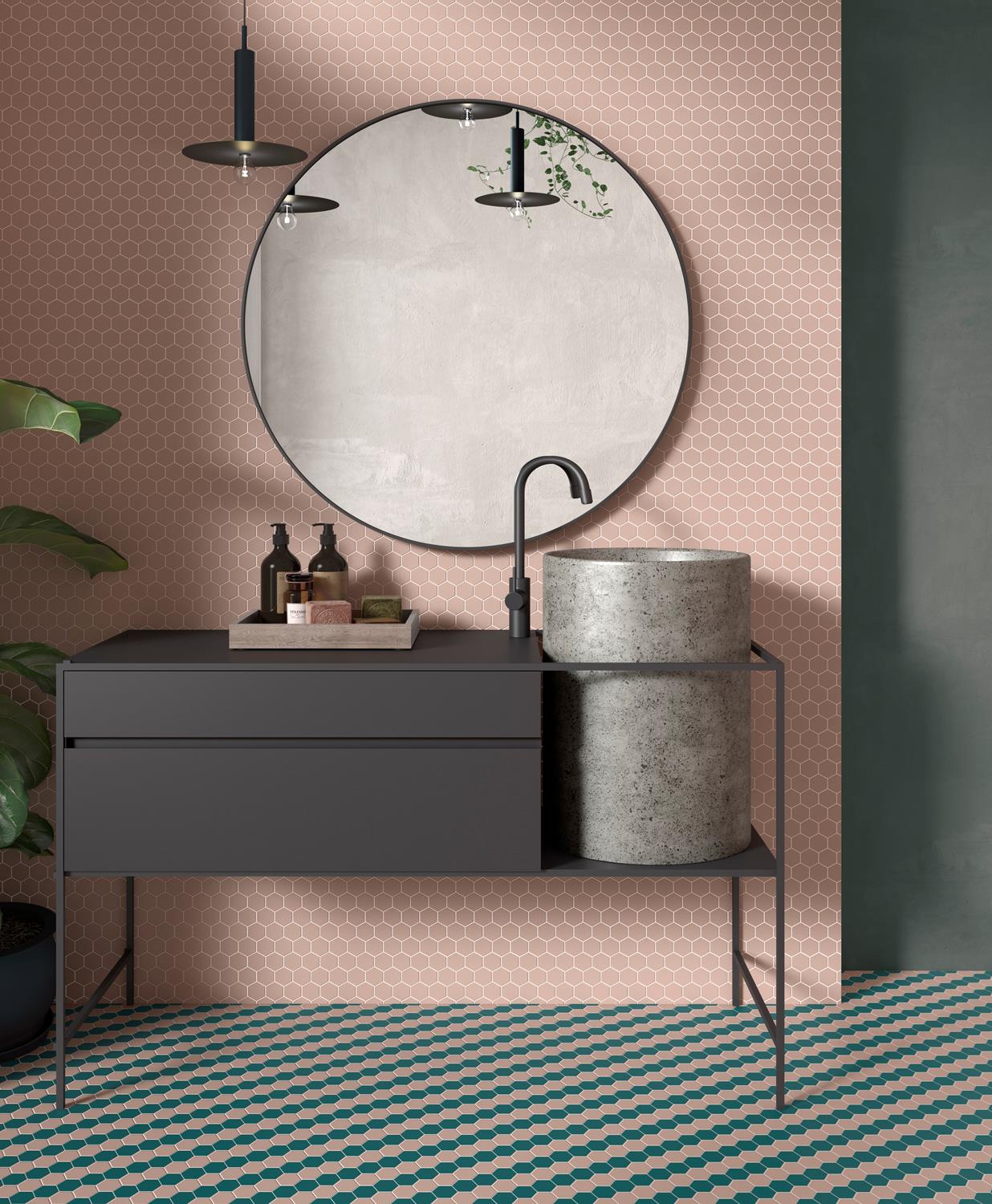 Mozaiek Tegels Hexagon pink 3,5x3,5cm