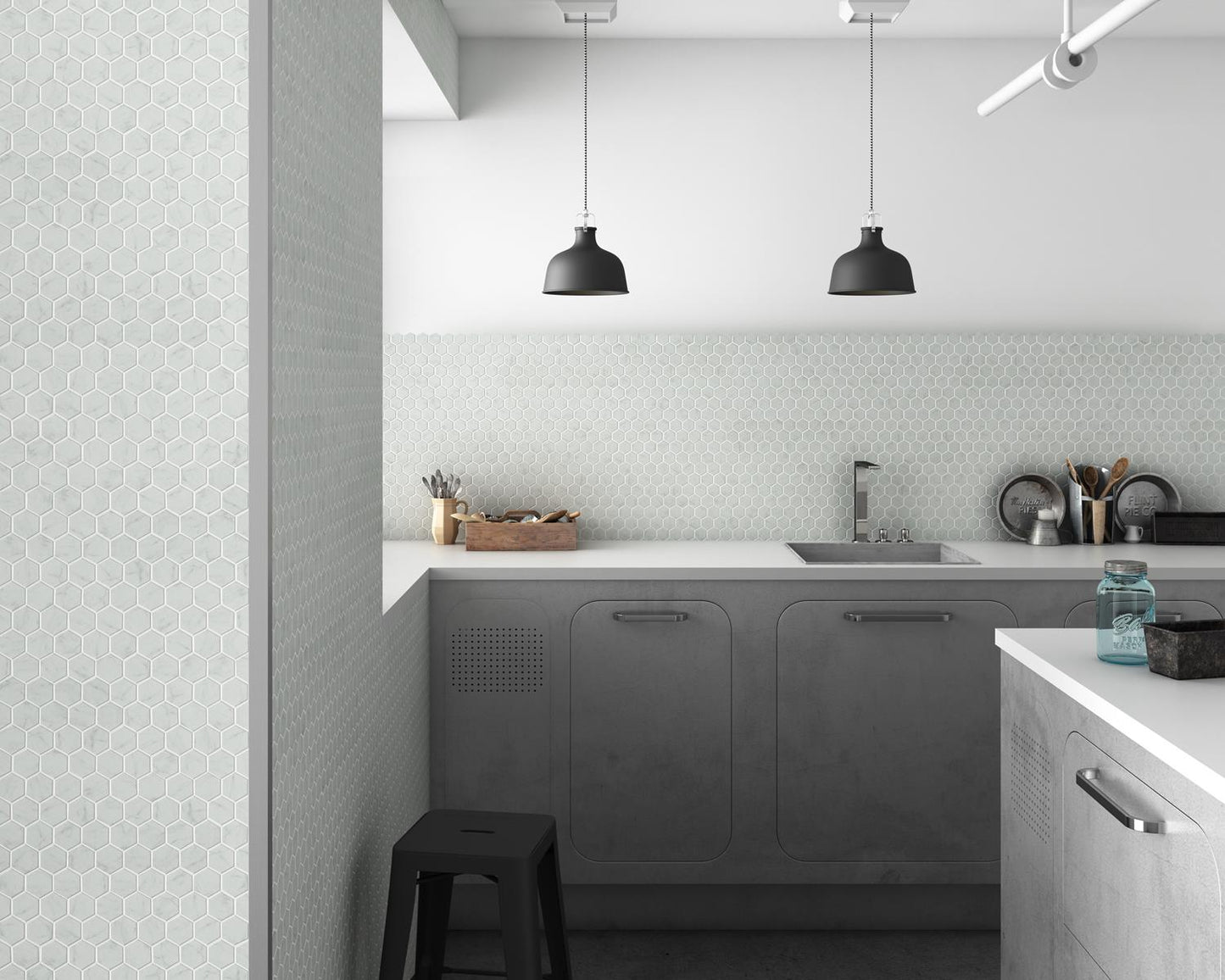 By Goof mozaiek hexagon statuario 3,5x3,5cm