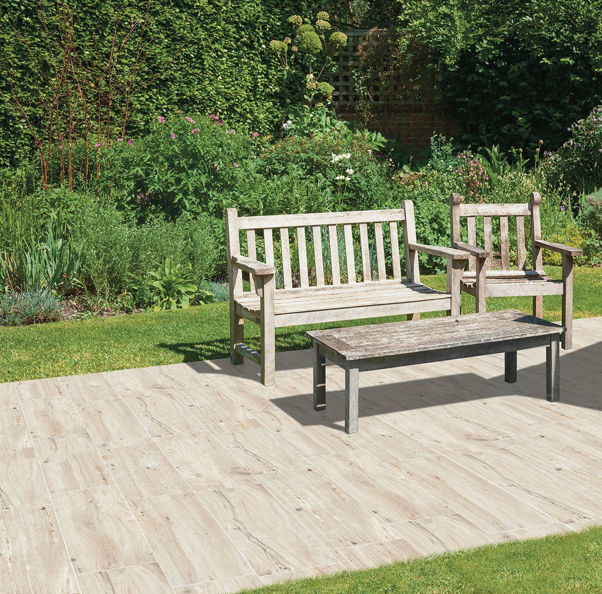 Terrastegel Padouk White 30x120 rett 20mm