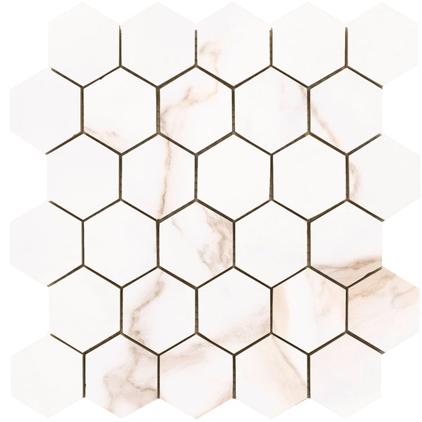 Diamond Gold hexagon mozaiek gepolijst op net van 26x27