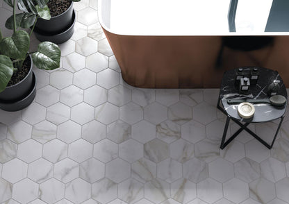 Hexagon Diamond Gold mat 15x17 - WDtegels