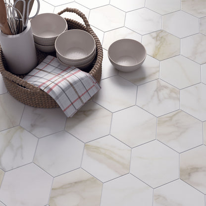 Hexagon Diamond Gold mat 15x17 - WDtegels
