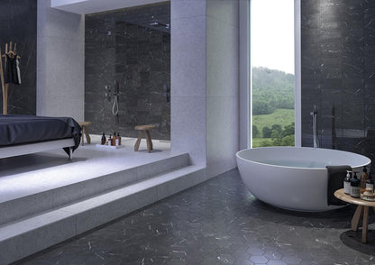 Vloertegel Hexagon Marquina Mat 15x17 - WDtegels