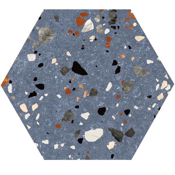 Floor tile Gobi Blu hexagon 20x24