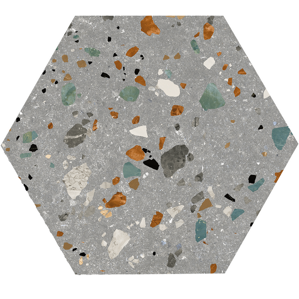 Floor tile Gobi Grigio hexagon 20x24