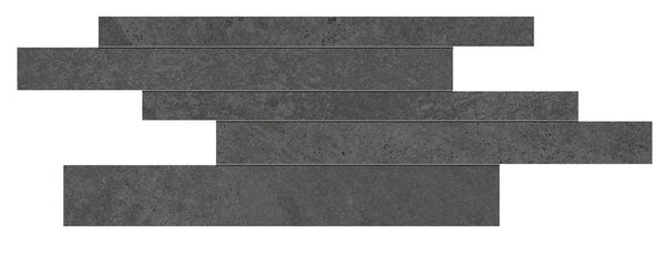 Mozaiektegel Impact Graphite brick stroken op net van 29,5x60 rett