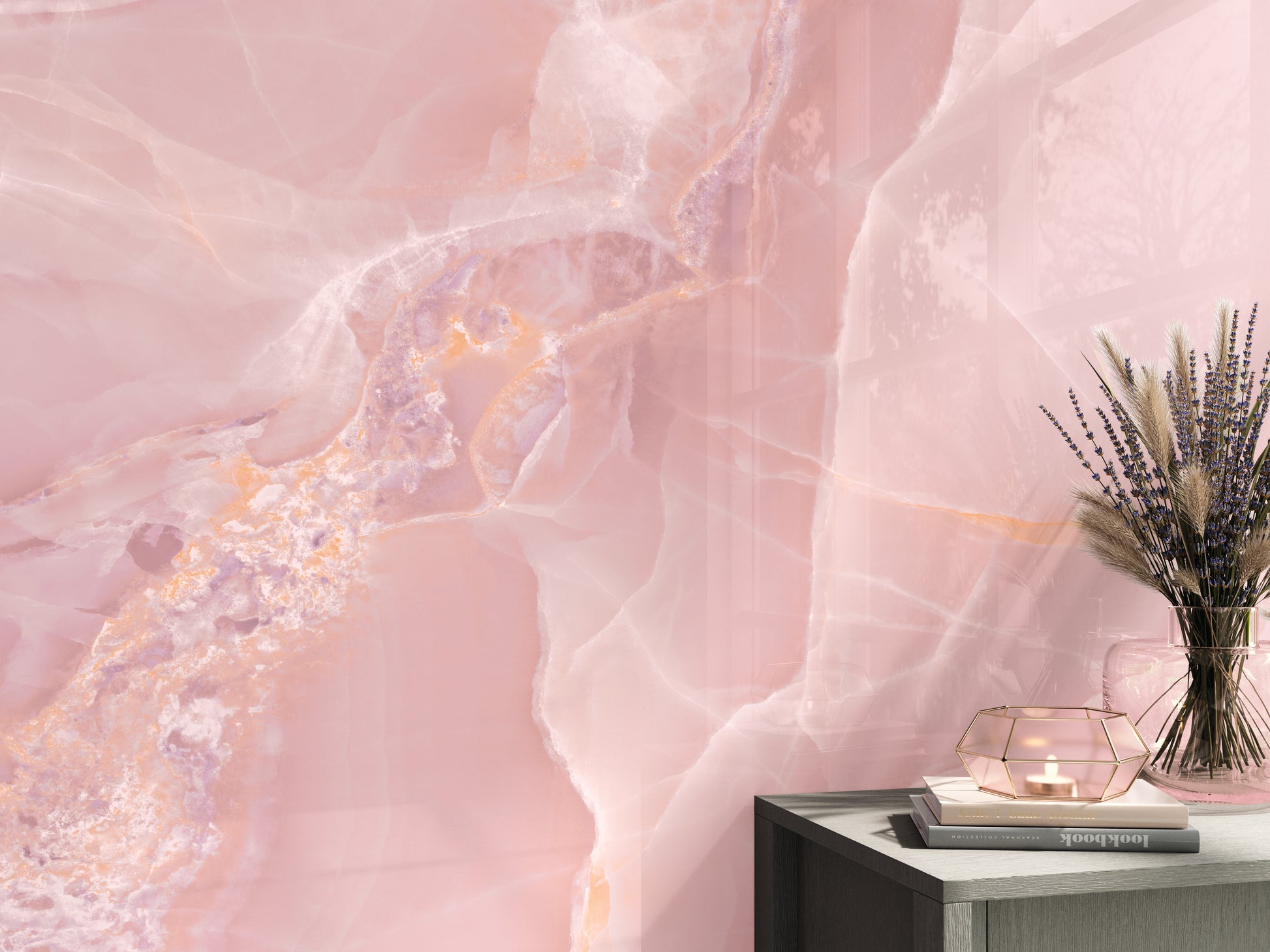 Slab Onyx Rose polished 120x260 rett - WDtegels