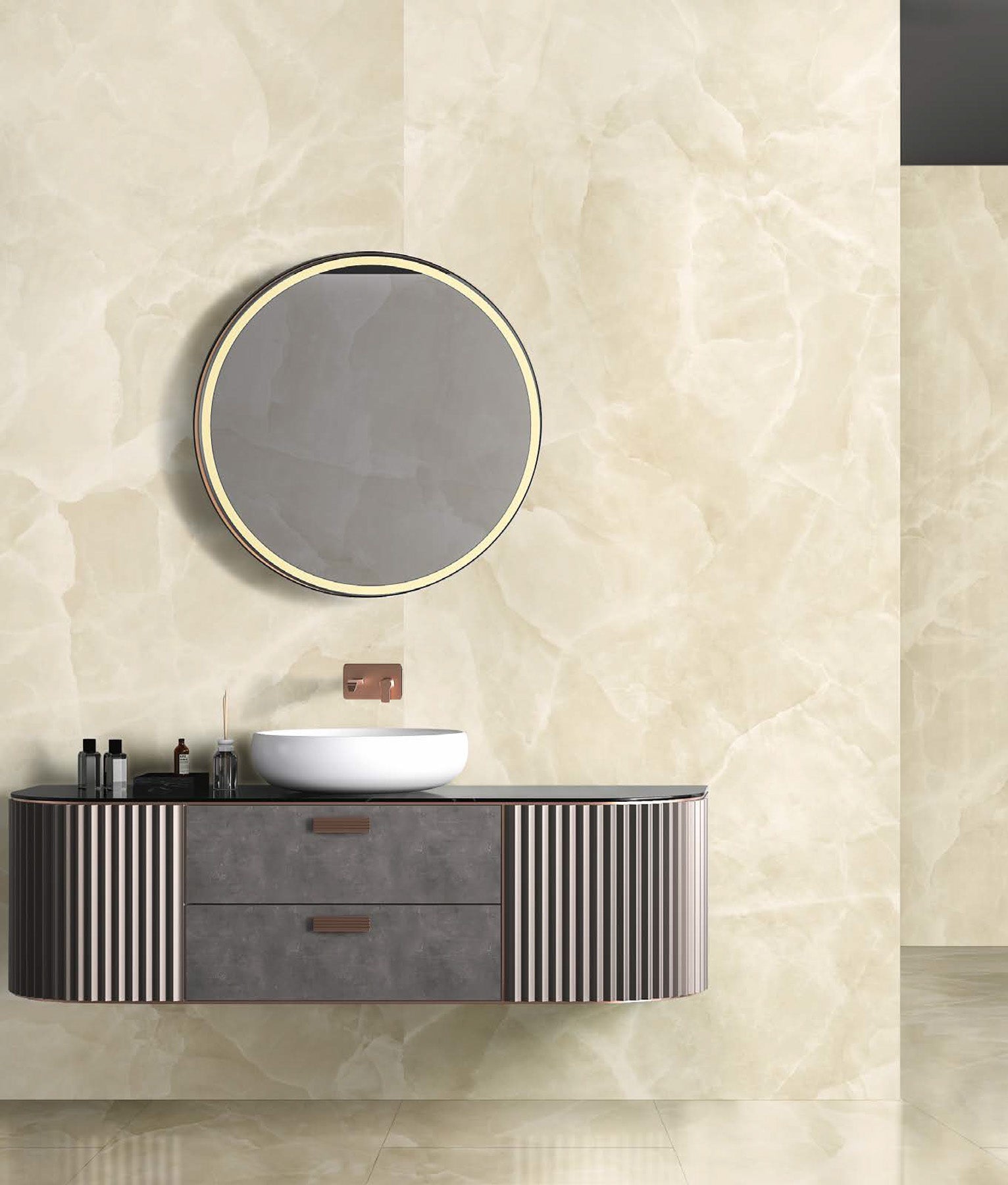 Slab Onyx Ivory gepolijst 120x270 rett - WDtegels
