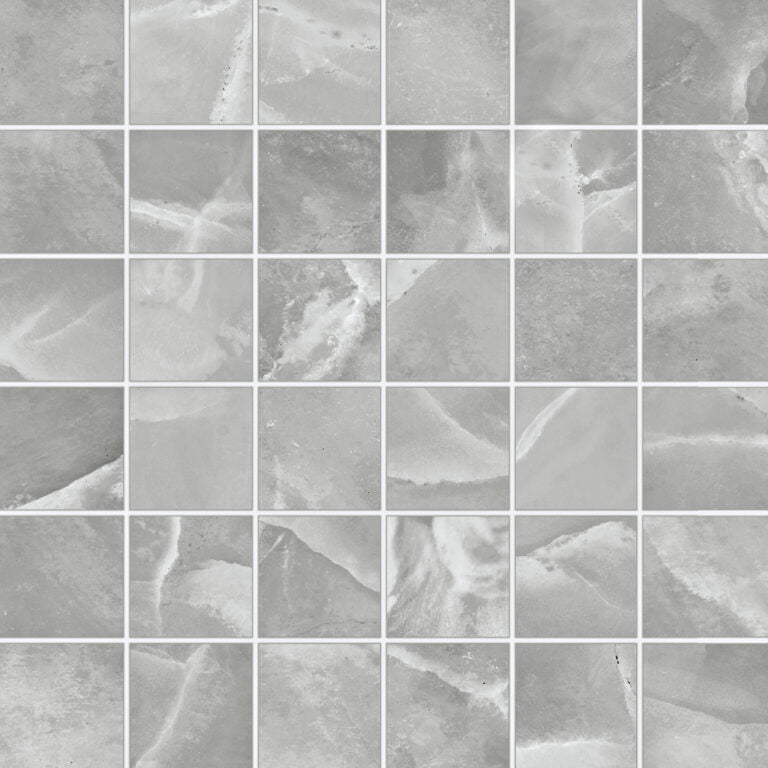 Onyx ek Grey mozaiek pulido 5x5 op net van 30x30 - WDtegels