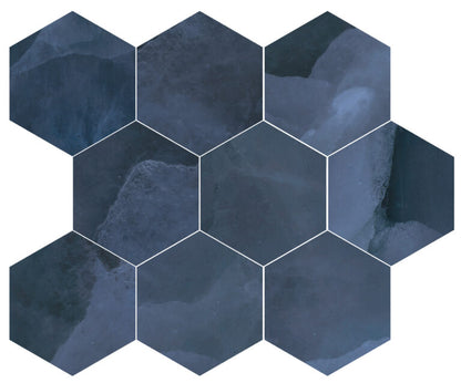 Onyx ek Blue mozaiek pulido hexagon op net van 26x30 - WDtegels